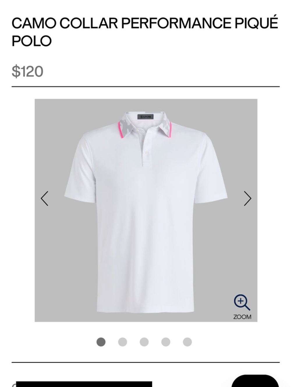 G/FORE White Polo with Pink Trim